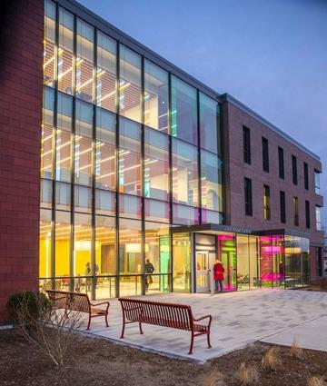 Horace Mann exterior at night